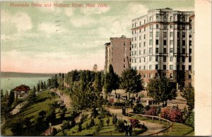 Vtg 1909 Riverside Drive and Hudson River New York NY Postcard