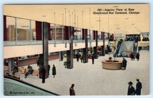 CHICAGO, Illinois  IL  ~ Interior New GREYHOUND BUS TERMINAL  c1940s  Postcard