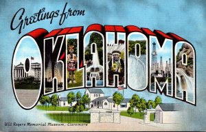 Greetings From Oklahoma Large Letter Linen