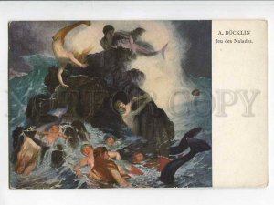 3034858 Nude MERMAIDS w/ Tails BABY by BOCKLIN vintage Lenz PC