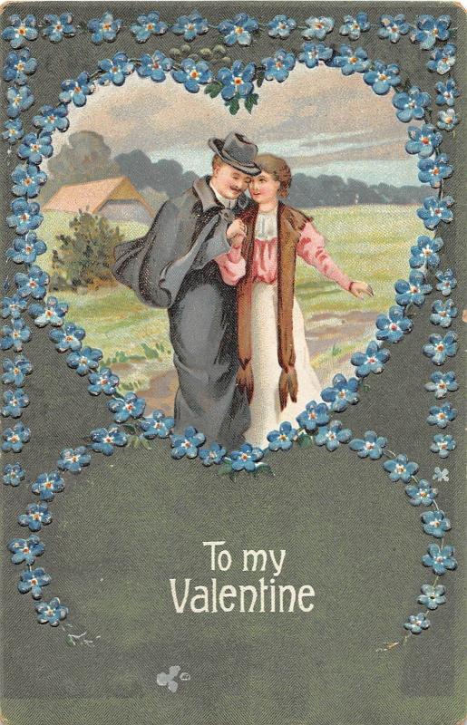 E12/ Valentine's Day Love Holiday Postcard c1911 Warren Ohio Man WOman Heart 13