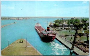 Postcard - Modern Freighter Leaving The Mac Arthur Lock - Sault Ste. Marie, MI