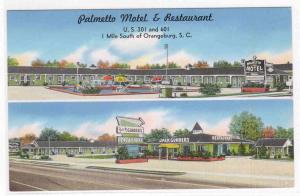 Palmetto Motel Restaurant US 301 Orangeburg SC postcard