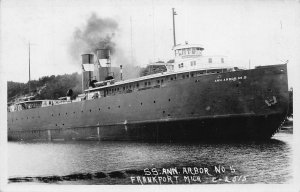 J77/ Frankfort Michigan RPPC Postcard c40-50s S.S. Ann Arbor No. 5 Ship 212