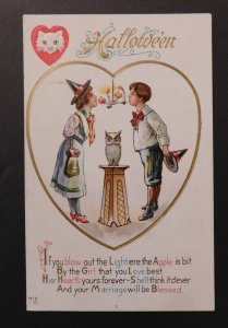 Mint USA Picture Postcard Blowing Candles Owl Love Marriage Blessing Chandelier