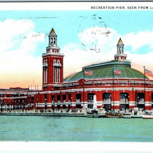 c1920s Chicago, IL Navy Pier from Lake Michigan Litho Photo PC ILL Boating A60