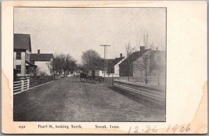 NOANK, Connecticut Postcard Pearl Street Looking North Horse Delivery Wagon 