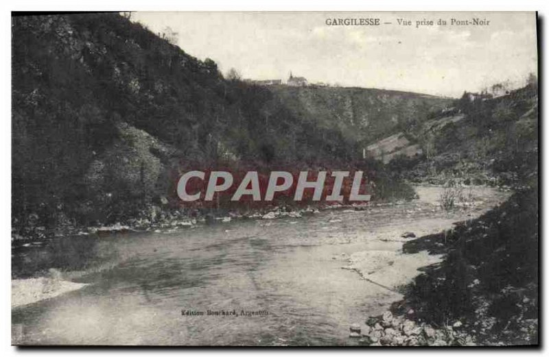 Old Postcard Gargilesse view from the Black Bridge