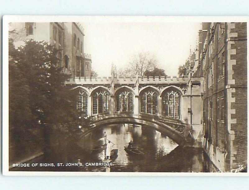 old rppc BRIDGE OF SIGHS Cambridge England UK HM1724