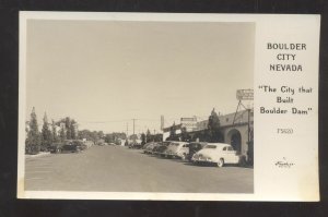 RPPC BOULDER CITY NEVADA DOWNTOWN STREET SCENE CARS REAL PHOTO POSTCARD