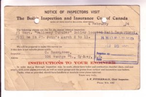 Canada Stationery, Boiler Inspection, Insurance, United Nail, Newfoundland, 1954