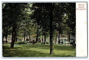 c1905 Central Square Trees East Boston Massachusetts MA Posted Antique Postcard 