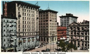 Vintage Postcard Victoria Square Saint James St. Montreal Canada Int'l Fine Art