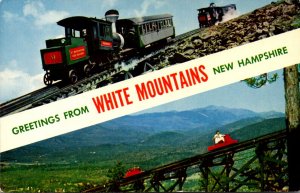 New Hampshire White Mountains Greetings Showing Cog Railway Trains