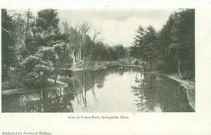 Springfield MA Lake in Forest Park B&W Undivided Back Postcard Unused