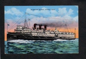 MI Greater Detroit Steam Ship Steamship Steamer Michigan Linen Postcard
