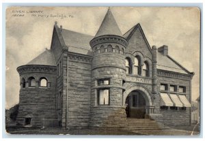 c1910 Exterior View Given Library Mt Holly Springs Pennsylvania Vintage Postcard