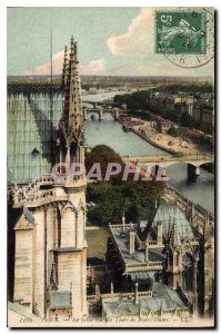 Old Postcard The Seine Paris Tours Notre Dame