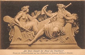 Lot210 germany sculpture postcard dresden j schilling rhine passes the wachthorn