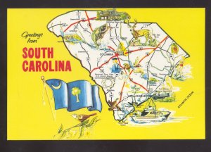 GREETINGS FROM SOUTH CAROLINA SC STATE MAP POSTCARD
