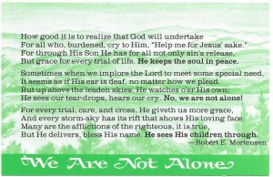 US Unused. Poem - We Are Not Alone. God is in Control