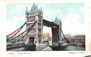 Vintage Postcard Tower Suspension Bridge Double-Leaf Bascule London UK Structure