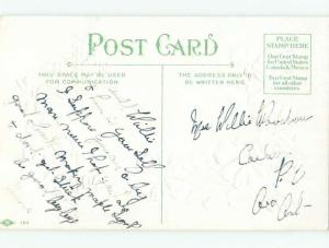 Pre-Linen easter religious FLOWING RIVER WITH JESUS CROSS & PANSY FLOWERS k3090