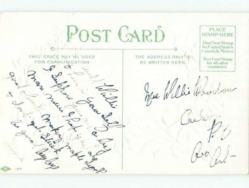 Pre-Linen easter religious FLOWING RIVER WITH JESUS CROSS & PANSY FLOWERS k3090