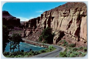 c1960 Red Grade Wind River Highway Jackson Yellowstone Park Wyoming WY Postcard