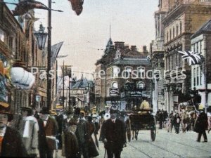 Worcestershire WORCESTERThe Cross c1908 showing busy animated street scene 864