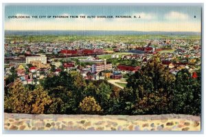 Paterson New Jersey NJ Postcard Overlooking City Of Paterson Auto Overlook c1940