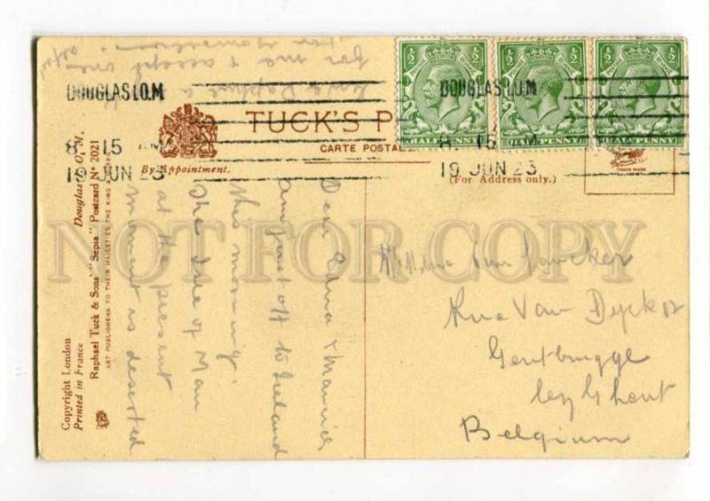 289550 UK DOUGLAS Port Skillion Vintage Tuck 1923 year RPPC to BELGIUM