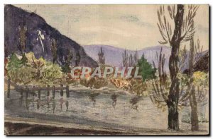 Vintage Postcard Fantasy Landscape (Has the hand drawing)