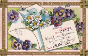 Birthday Greetings With Flowers and Swastika Border 1910