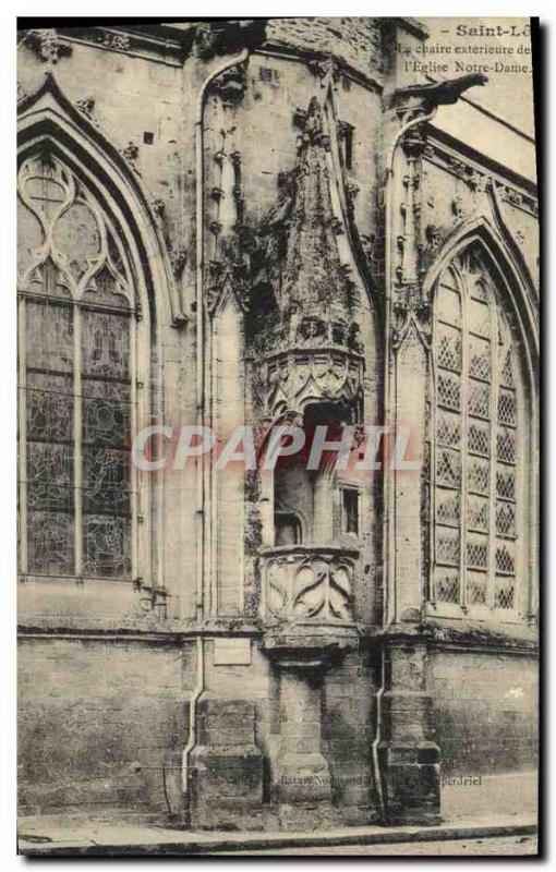 Old Postcard Saint Lo outdoor pulpit of the church Notre Dame