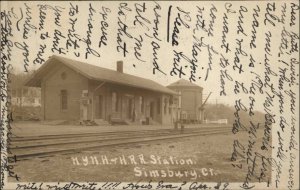 Simsbury Connecticut CT Train Station Depot HP Foote c1910 Real Photo RPPC
