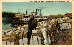 Levees and Waterfront Loading Cotton Memphis Tennessee TN UNP Linen Postcard E5