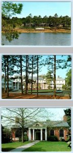 3 Postcards SOUTHERN PINES, North Carolina NC~ MID PINES GOLFOTEL, Club, Library
