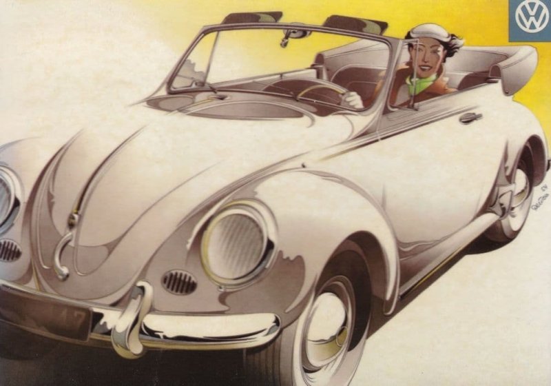 Volkswagen Classic Car Rare Advertising Poster Postcard