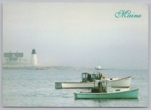 Lighthouse~Gulls Cottage & Prospect Harbor Lighthouse Maine~Continental Postcard 