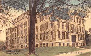 JACKSON MICHIGAN NEW HIGH SCHOOL BUILDING POSTCARD  1910s