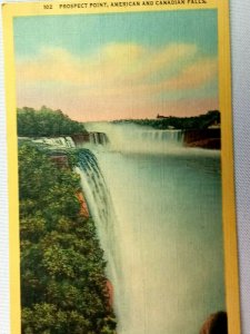 Vintage Postcard 1930s Prospect Point American & Canadian Niagara Falls NY