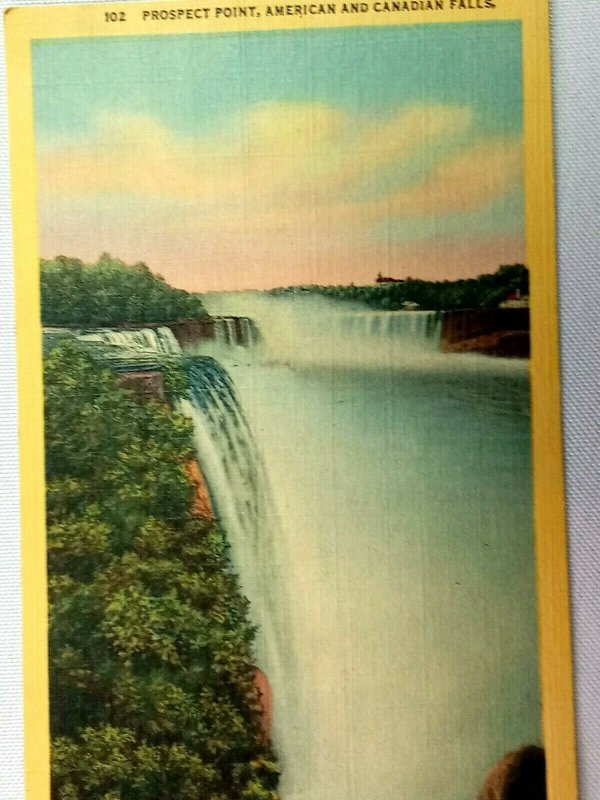 Vintage Postcard 1930s Prospect Point American & Canadian Niagara Falls NY