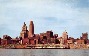 Cincinnati Ohio 1950s Postcard Skyline from Kentucky Ohio River