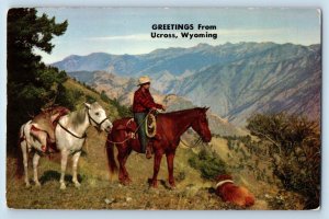 Ucross Wyoming Postcard Greetings Deer Hunting Mountains Great West 1960 Vintage