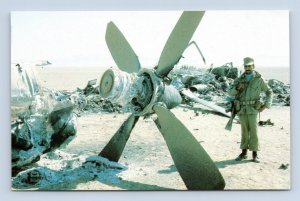 Iran Rescue Cancellation Crashed Aircraft 1981 Soldier UNP Chrome Postcard C18