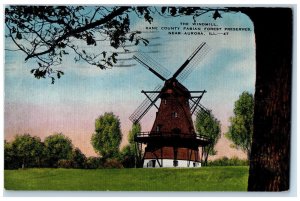 1944 The Windmill Kane County Fabian Forest Preserves Near Aurora IL Postcard 