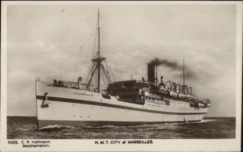 Steamship HMT City of Marseilles c1920s Real Photo Postcard