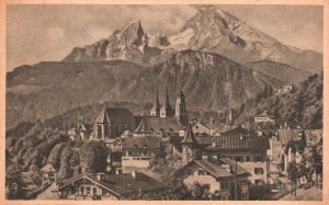 Vintage Postcard Berchtesgaden With Watzmann Mountain Bavaria Germany