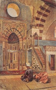 Lot186 egypt cairo interior of the masquee of al mardani postcard painting